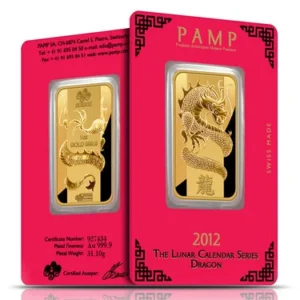 1 oz PAMP Suisse Lunar Dragon Gold Bar (New w/ Assay) 1 oz PAMP Suisse Lunar Dragon Gold Bar (New w/ Assay)