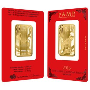 1 oz PAMP Suisse Lunar Monkey Gold Bar (New w/ Assay) 1 oz PAMP Suisse Lunar Monkey Gold Bar (New w/ Assay)