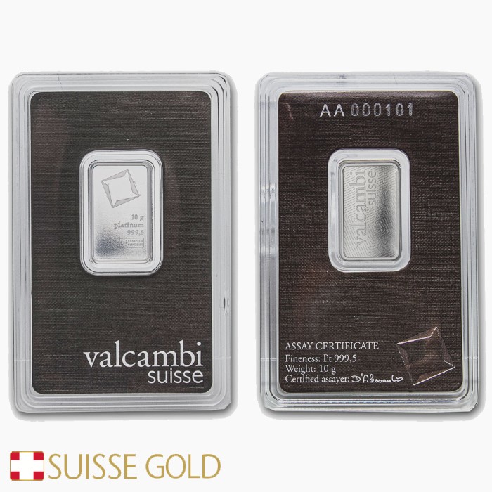 10 Gram Valcambi Platinum Bar For Sale (New w/ Assay) 10 Gram Valcambi Platinum Bar For Sale (New w/ Assay)