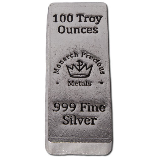 100 oz Monarch Hand Poured Stacker Silver Bar (New) 100 oz Monarch Hand Poured Stacker Silver Bar (New)