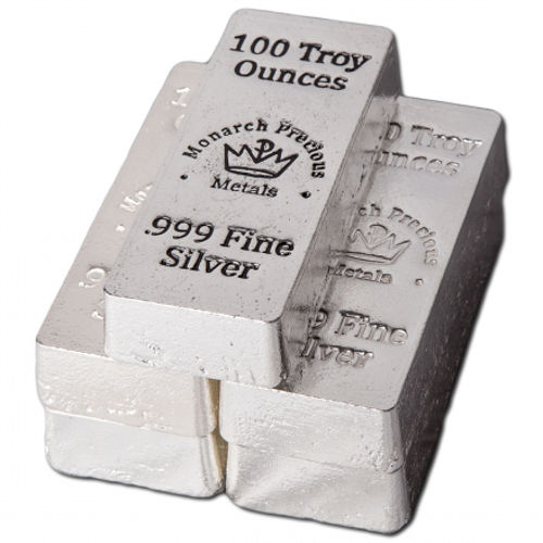 100 oz Monarch Hand Poured Stacker Silver Bar (New) 100 oz Monarch Hand Poured Stacker Silver Bar (New)
