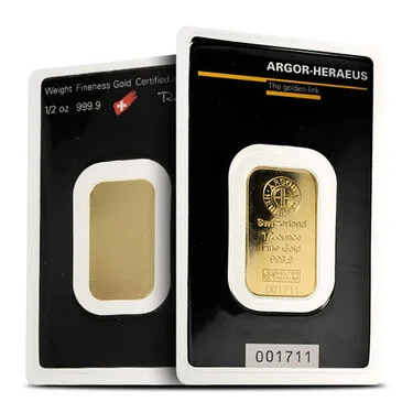 1/2 oz Argor Heraeus Gold Bar For Sale (New in Assay) 1/2 oz Argor Heraeus Gold Bar For Sale (New in Assay)