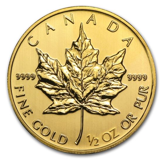 1/2 oz Canadian Gold Maple Leaf Coin (Random Year) 1/2 oz Canadian Gold Maple Leaf Coin (Random Year)