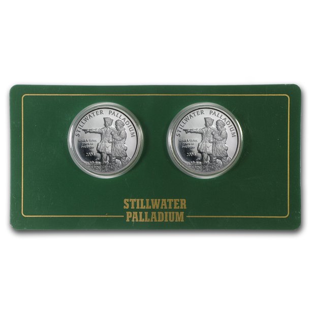 1/2 oz Johnson Matthey Palladium 2-Round Set (Lewis & Clark, w/ Assay)