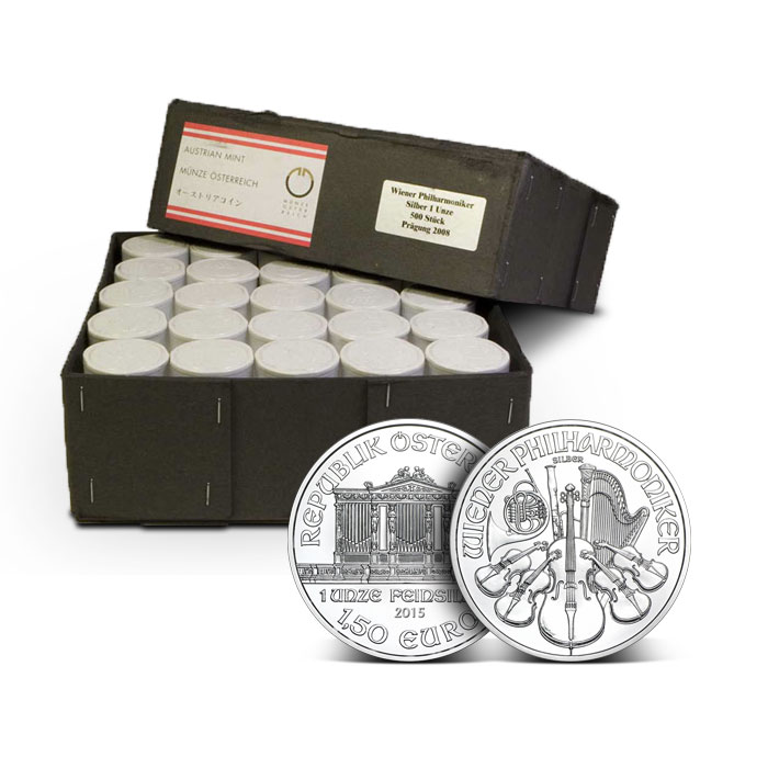 2015 Austrian Silver Philharmonic Monster Box (500 Coins, BU) 2015 Austrian Silver Philharmonic Monster Box (500 Coins, BU)