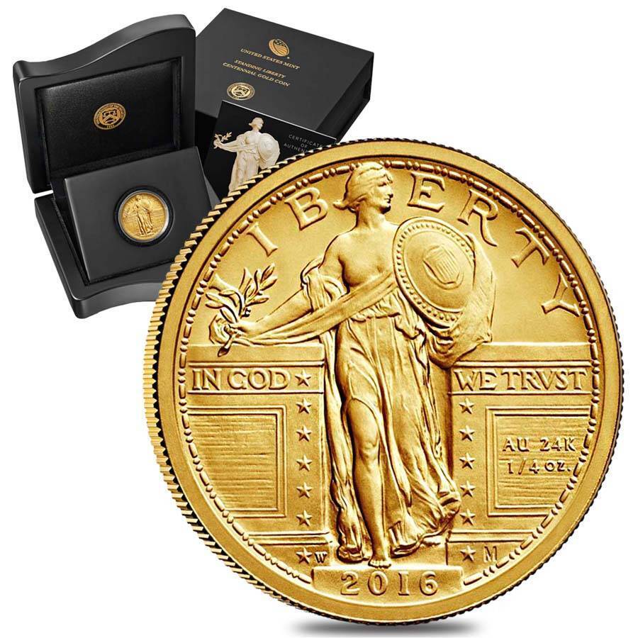 2016-W 1/4 oz American Gold Standing Liberty Quarter Coin (Box + CoA) 2016-W 1/4 oz American Gold Standing Liberty Quarter Coin (Box + CoA)