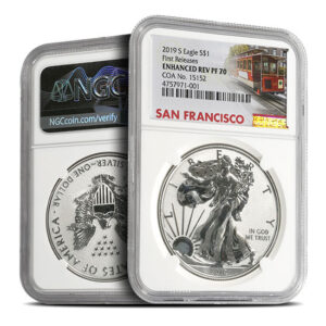 2019-S 1 oz American Silver Eagle Enhanced Reverse Proof Coin NGC PF70 (Varied Label) 2019-S 1 oz American Silver Eagle Enhanced Reverse Proof Coin NGC PF70 (Varied Label)