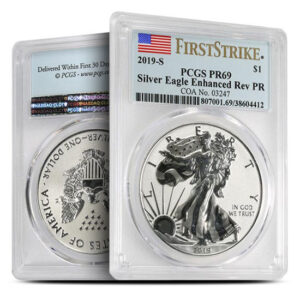 2019-S 1 oz American Silver Eagle Enhanced Reverse Proof Coin PCGS PR69 (Varied Label) 2019-S 1 oz American Silver Eagle Enhanced Reverse Proof Coin PCGS PR69 (Varied Label)