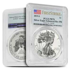 2019-S 1 oz American Silver Eagle Enhanced Reverse Proof Coin PCGS PR70 (Varied Label) 2019-S 1 oz American Silver Eagle Enhanced Reverse Proof Coin PCGS PR70 (Varied Label)