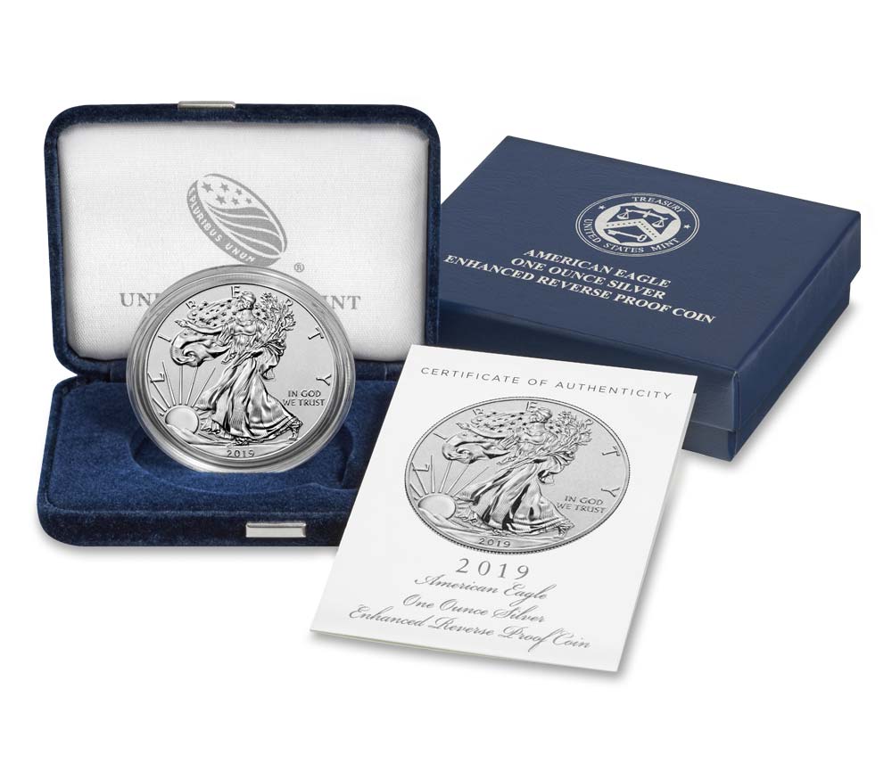 2019-S 1 oz American Silver Eagle Enhanced Reverse Proof Coin (Box + COA) 2019-S 1 oz American Silver Eagle Enhanced Reverse Proof Coin (Box + COA)