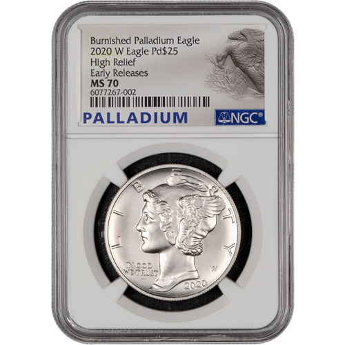 2020-W 1 oz Burnished American Palladium Eagle Coin NGC MS70 ER 2020-W 1 oz Burnished American Palladium Eagle Coin NGC MS70 ER