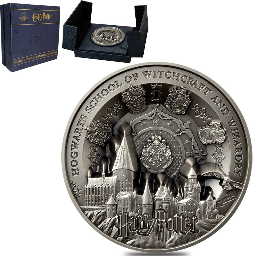 2021 1 Kilo Antique Samoa Silver Hogwarts Castle Coin (Box + CoA) 2021 1 Kilo Antique Samoa Silver Hogwarts Castle Coin (Box + CoA)