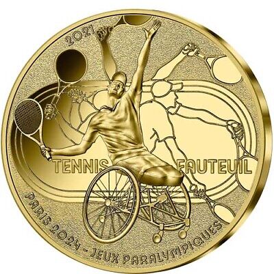 2021 1/4 oz Proof French Olympic Wheelchair Tennis Gold Coin (Box + CoA) 2021 1/4 oz Proof French Olympic Wheelchair Tennis Gold Coin (Box + CoA)