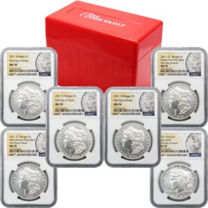 2021 Morgan and Peace Silver Dollar 6-Coin Set NGC MS70 ER