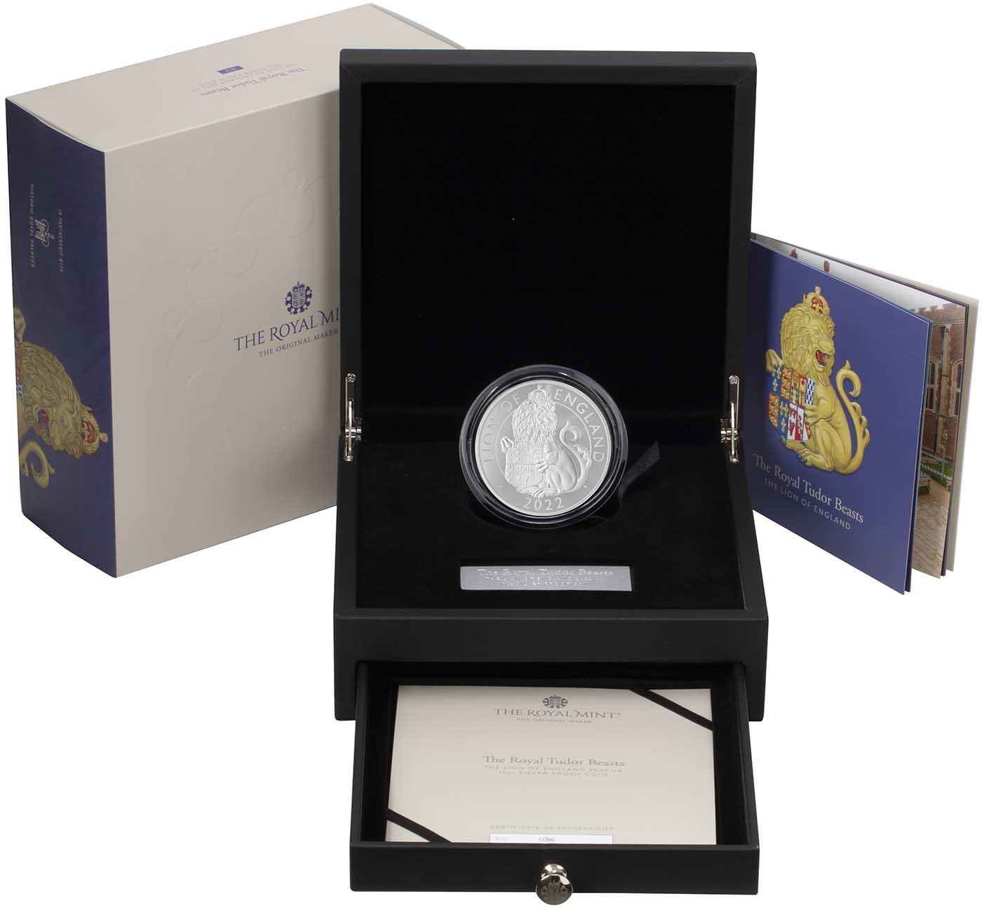 2022 10 oz Proof British Silver Tudor Beasts Lion of England Coin (Box + CoA) 2022 10 oz Proof British Silver Tudor Beasts Lion of England Coin (Box + CoA)