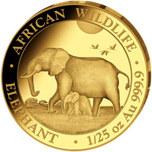 2022 1/25 oz Somalia Gold Elephant Coin (BU) 2022 1/25 oz Somalia Gold Elephant Coin (BU)
