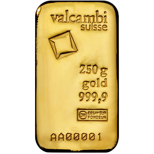250 Gram Valcambi Cast Gold Bar For Sale (New w/ Assay) 250 Gram Valcambi Cast Gold Bar For Sale (New w/ Assay)