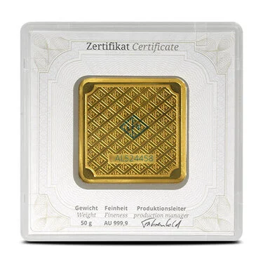 50 Gram Geiger Edelmetalle Square Gold Bar (New) 50 Gram Geiger Edelmetalle Square Gold Bar (New)