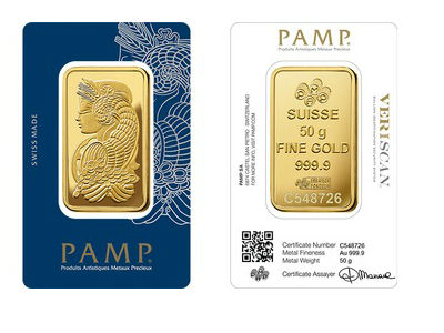 50 Gram PAMP Suisse Fortuna Veriscan Gold Bar (New, w/ Assay) 50 Gram PAMP Suisse Fortuna Veriscan Gold Bar (New, w/ Assay)