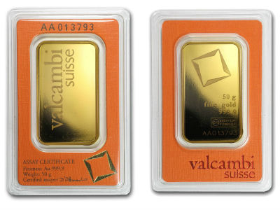 50 Gram Valcambi Gold Bar For Sale (New w/ Assay) 50 Gram Valcambi Gold Bar For Sale (New w/ Assay)