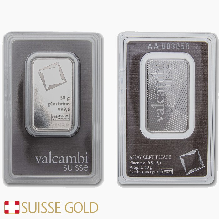 50 Gram Valcambi Platinum Bar For Sale