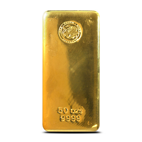 50 oz Perth Mint Cast Gold Bar For Sale (Varied Condition) 50 oz Perth Mint Cast Gold Bar For Sale (Varied Condition)