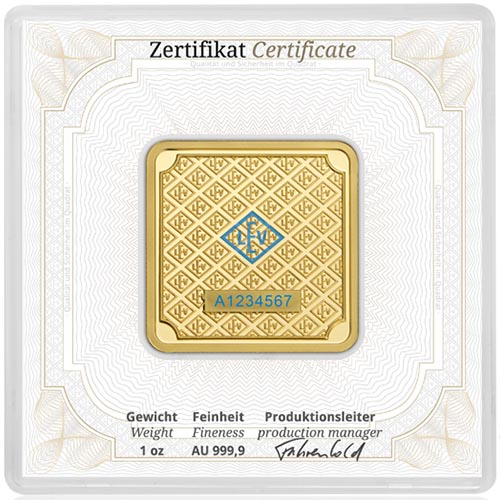 Buy 1 oz Geiger Square Gold Bar (New w/ Assay) Buy 1 oz Geiger Square Gold Bar (New w/ Assay)