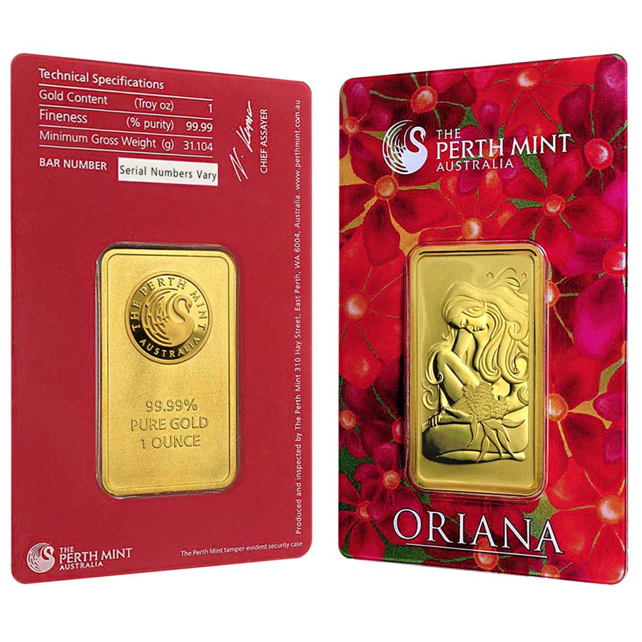 Buy 1 oz Perth Mint Oriana Gold Bar (New w/ Assay) Buy 1 oz Perth Mint Oriana Gold Bar (New w/ Assay)