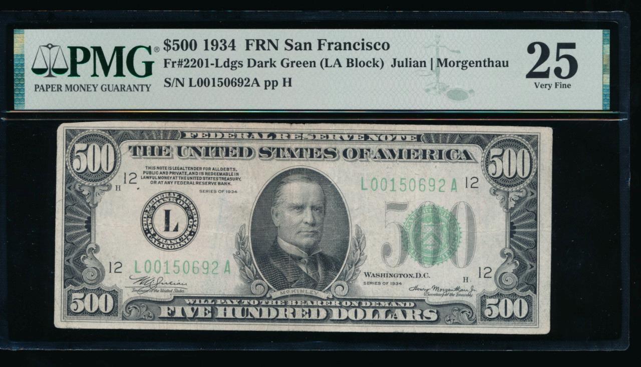 Buy 1934 $500 Federal Reserve Note (PMG Very Fine 25) Buy 1934 $500 Federal Reserve Note (PMG Very Fine 25)