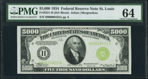 Buy 1934 $5000 Federal Reserve Note (Choice Uncirculated 63 PPQ) Buy 1934 $5000 Federal Reserve Note (Choice Uncirculated 63 PPQ)