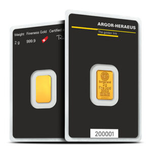 Buy 2 Gram Argor Heraeus Gold Bar (New w/ Assay) Buy 2 Gram Argor Heraeus Gold Bar (New w/ Assay)