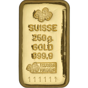 Buy 250 Gram PAMP Suisse Gold Bar (New, Cast w/ Assay) Buy 250 Gram PAMP Suisse Gold Bar (New, Cast w/ Assay)