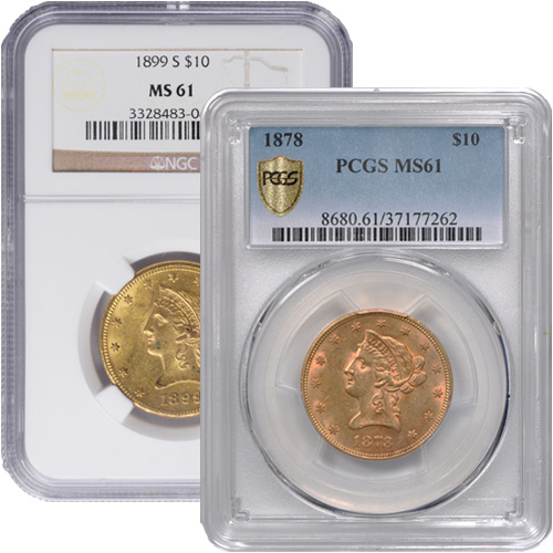 Buy Pre-33 $10 Liberty Gold Eagle Coin (MS61, PCGS or NGC)