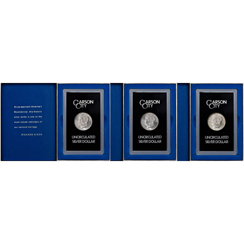Morgan Silver Dollar 3-Coin Set For Sale (1882-1884-CC, GSA, Box + CoA)
