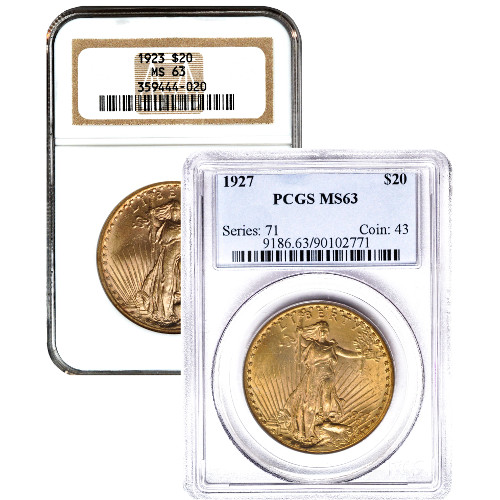 Pre-33 $20 Saint Gaudens Gold Double Eagle Coin MS63 (PCGS or NGC)
