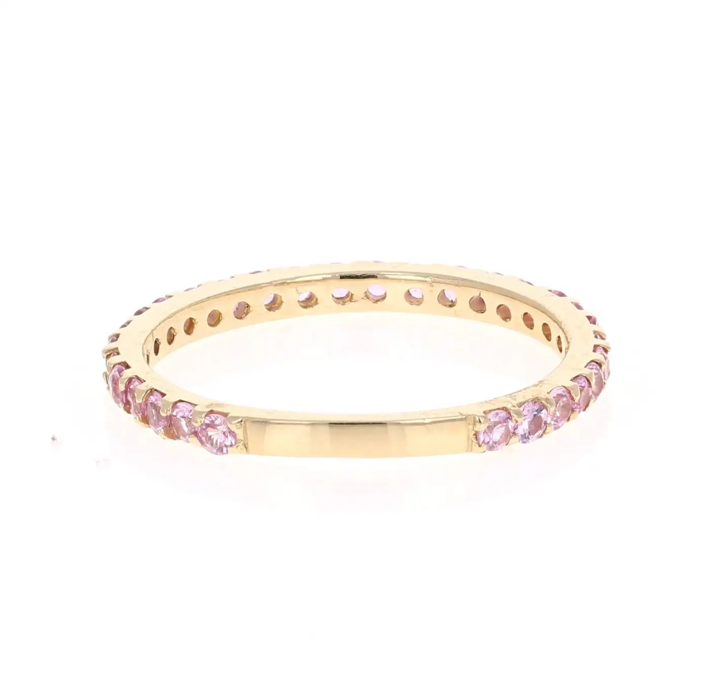 0.92 Carat Round Cut Pink Sapphire Band 14 Karat Yellow Gold 0.92 Carat Round Cut Pink Sapphire Band 14 Karat Yellow Gold