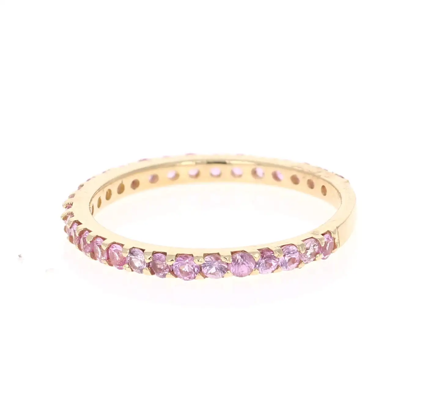 0.92 Carat Round Cut Pink Sapphire Band 14 Karat Yellow Gold 0.92 Carat Round Cut Pink Sapphire Band 14 Karat Yellow Gold