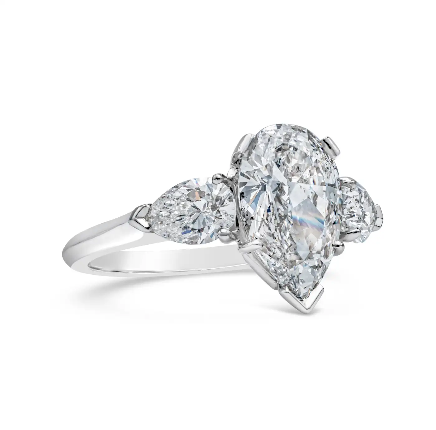 1.88 Carats Pear Shape Diamond Three-Stone Engagement Ring GIA Certified