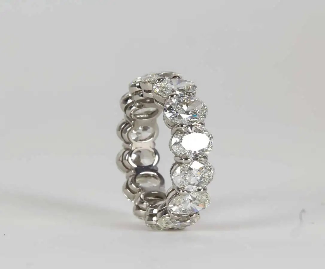 11 Carat Oval Diamond Platinum Eternity Band Ring