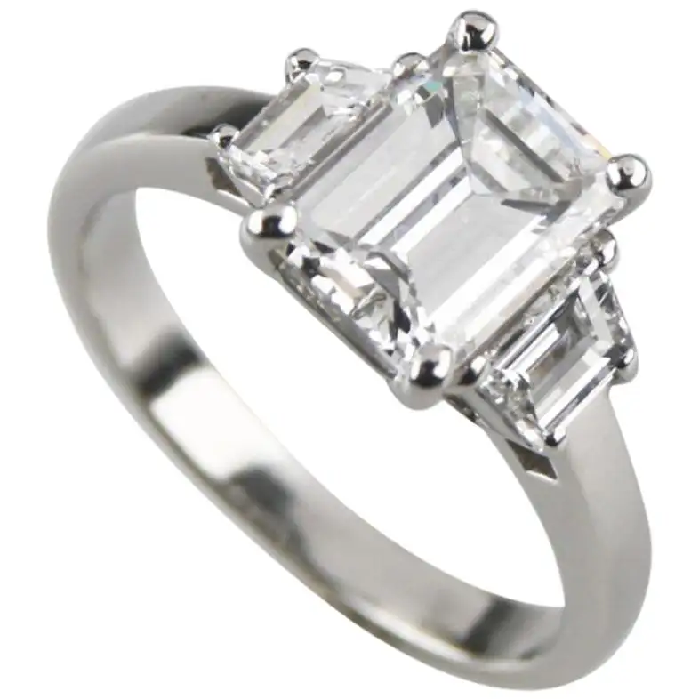 2.10 Carat Emerald Cut Diamond 3-Stone Platinum Ring with GIA Certified 2.10 Carat Emerald Cut Diamond 3-Stone Platinum Ring with GIA Certified
