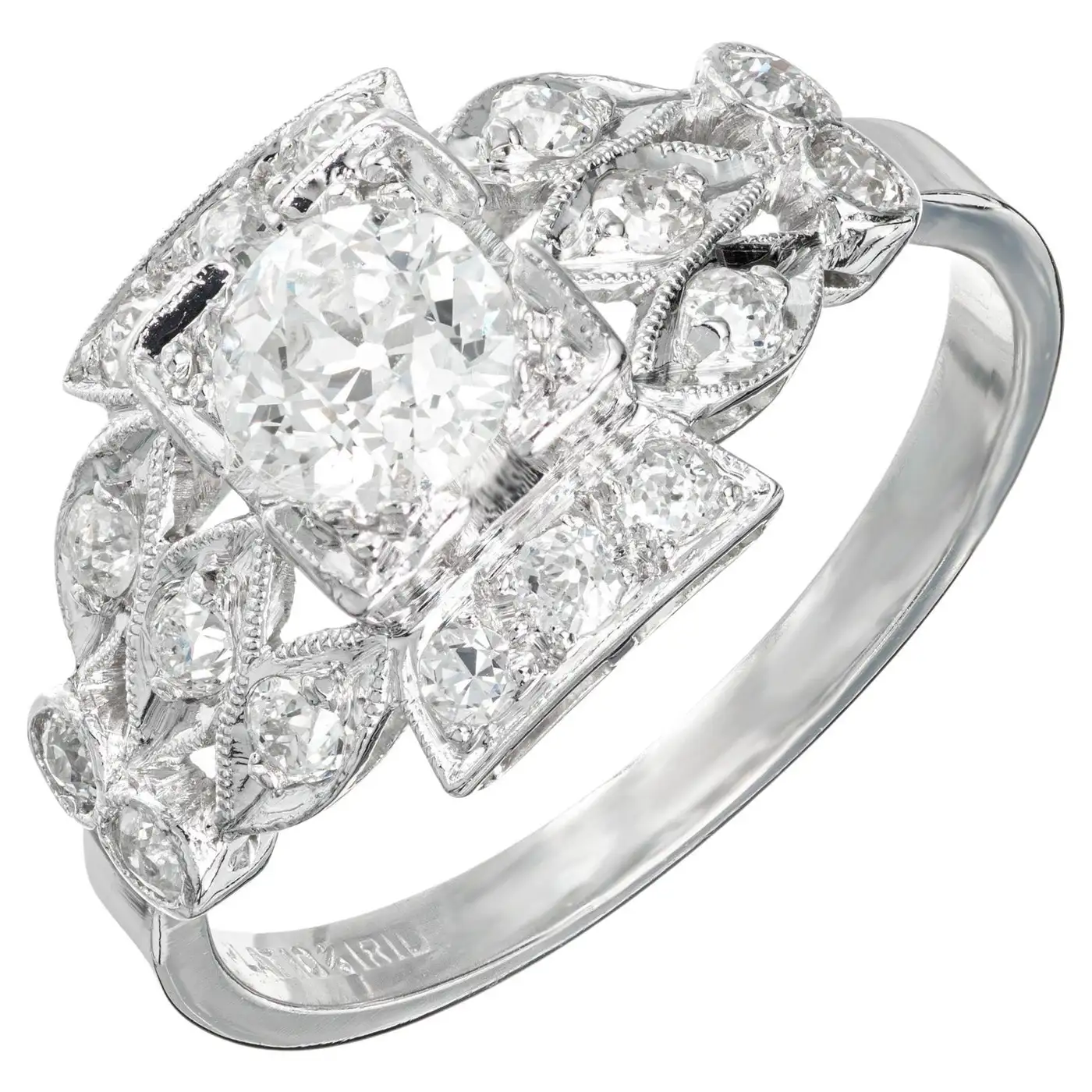.57 Carat Diamond Old European Cut Platinum Filigree Engagement Ring .57 Carat Diamond Old European Cut Platinum Filigree Engagement Ring