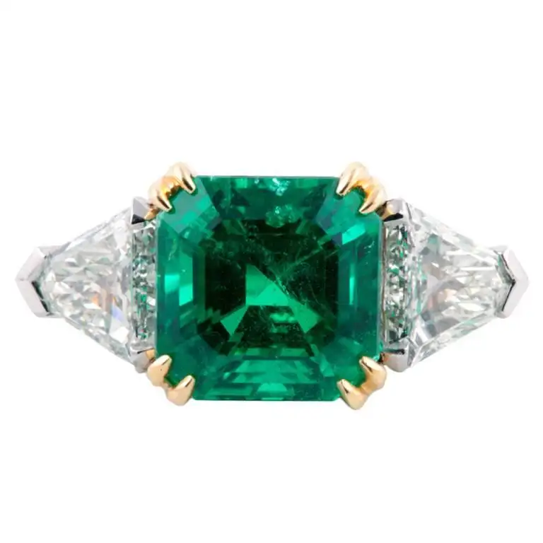 6.18 Carat AGL/AGTA Certified Colombian Emerald and Diamond Ring