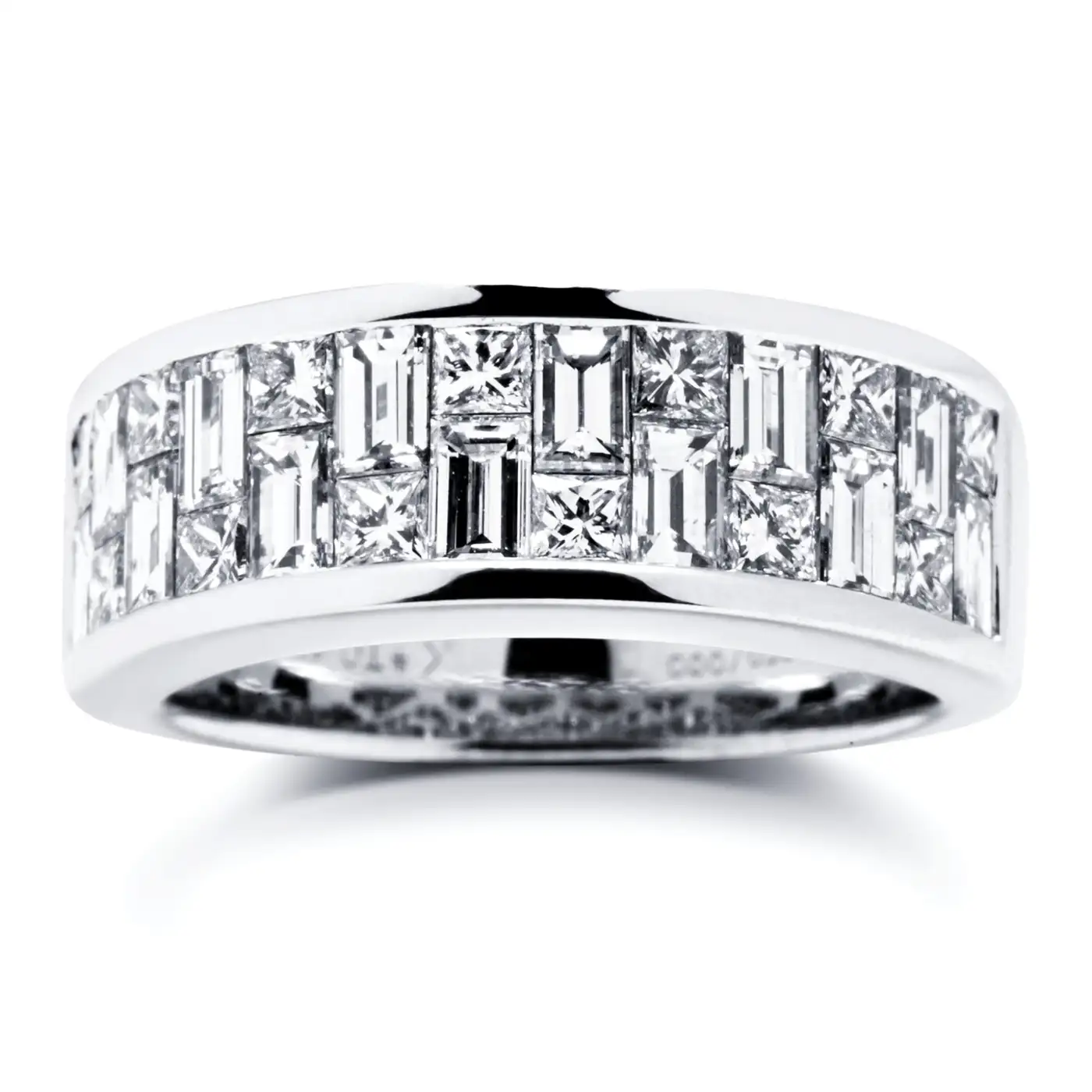 Alex Jona Baguette and Square Cut White Diamond 18 Karat White Gold Band Ring Alex Jona Baguette and Square Cut White Diamond 18 Karat White Gold Band Ring