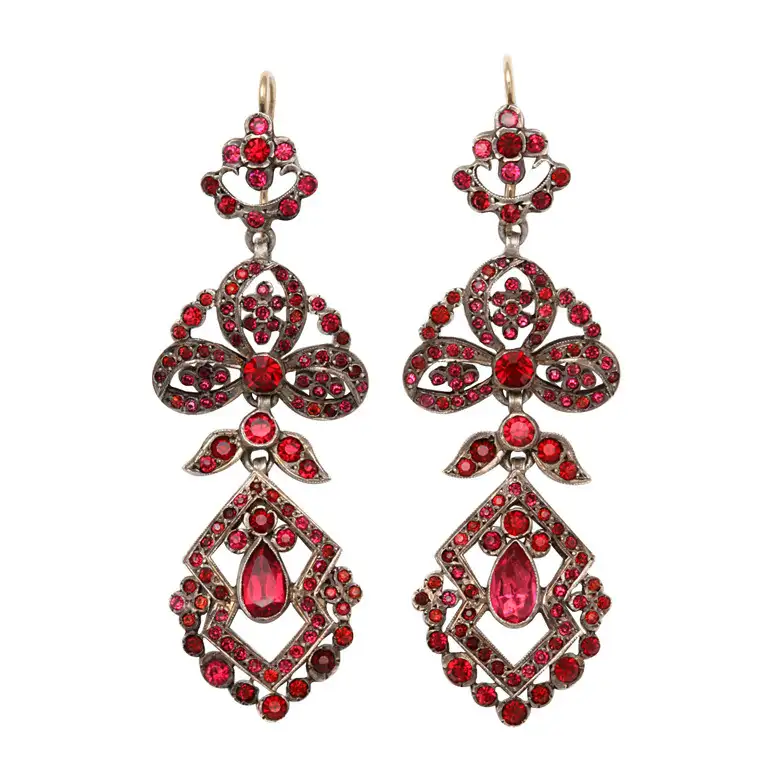 Antique Edwardian Earrings of Pink Paste Earrings Antique Edwardian Earrings of Pink Paste Earrings