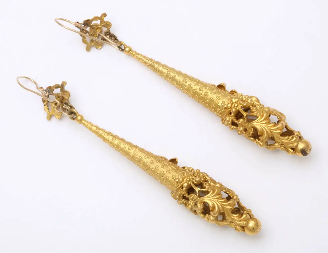 Antique Georgian Pinchbeck Chandelier Torpedo Earrings
