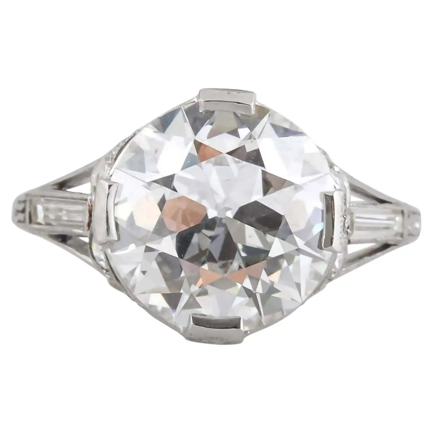 Art Deco 4.06 Carat Old European Cut Diamond Engagement Ring Art Deco 4.06 Carat Old European Cut Diamond Engagement Ring