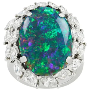 Black Opal and Diamond Ring 8.28 Carat Black Opal and Diamond Ring 8.28 Carat