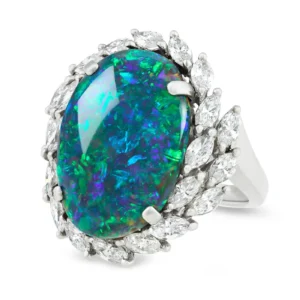 Black Opal and Diamond Ring 8.28 Carat Black Opal and Diamond Ring 8.28 Carat