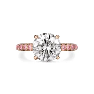 Brilliant Round Engagement Ring with Pink Diamonds GIA Certified 3.01 Carat Brilliant Round Engagement Ring with Pink Diamonds GIA Certified 3.01 Carat