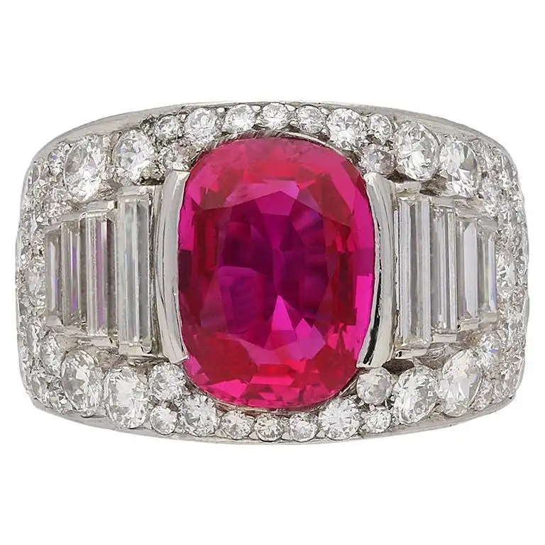 Bulgari Natural Unenhanced Burmese Ruby Diamond Ring Bulgari Natural Unenhanced Burmese Ruby Diamond Ring